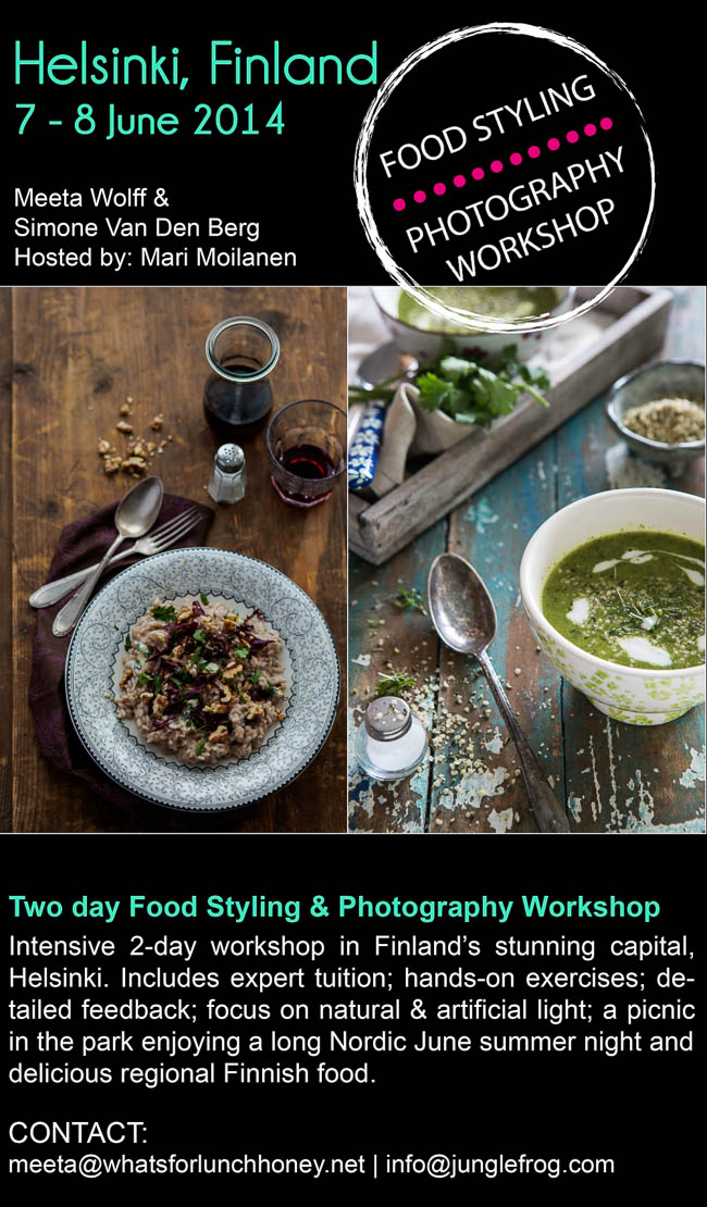 Workshop foodphotography- and styling in Helsinki 7-8 juni